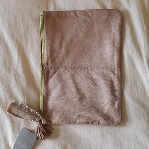NWT Anthropologie Miss Albright shimmery leather zip clutch